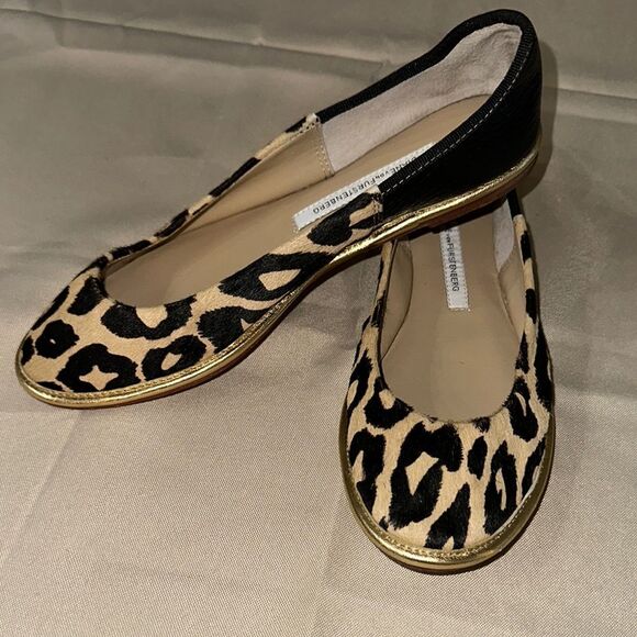 Diane Von Furstenberg Cheetah Mohair Flats Size 6 - Picture 1 of 12
